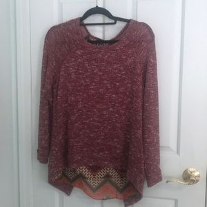 Maroon Sweater with Pattered Back